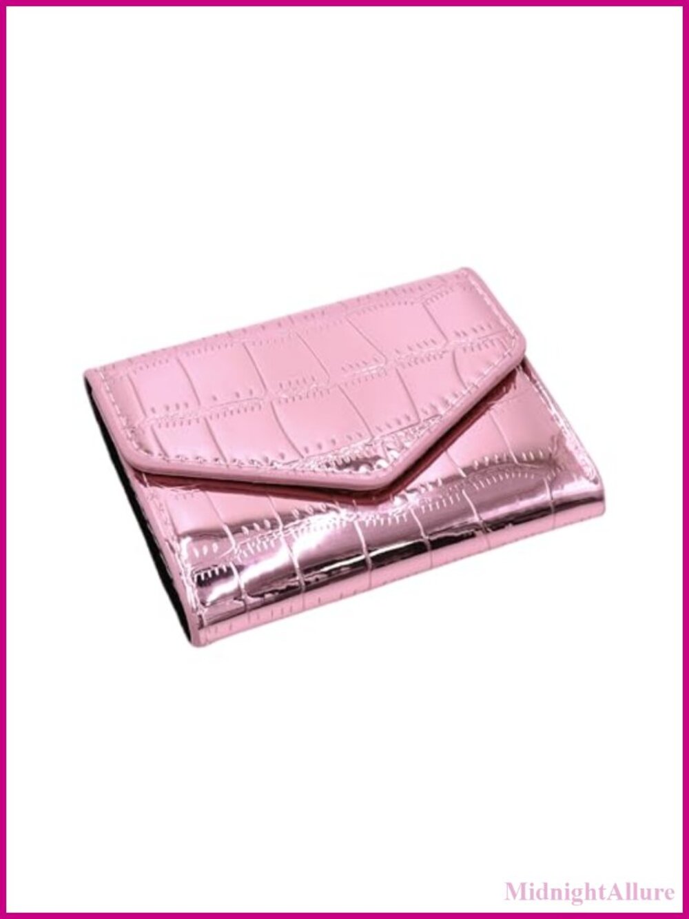 Shiny Metallic Faux Leather Crocodile Pattern Small Wallet Credit Card Holder